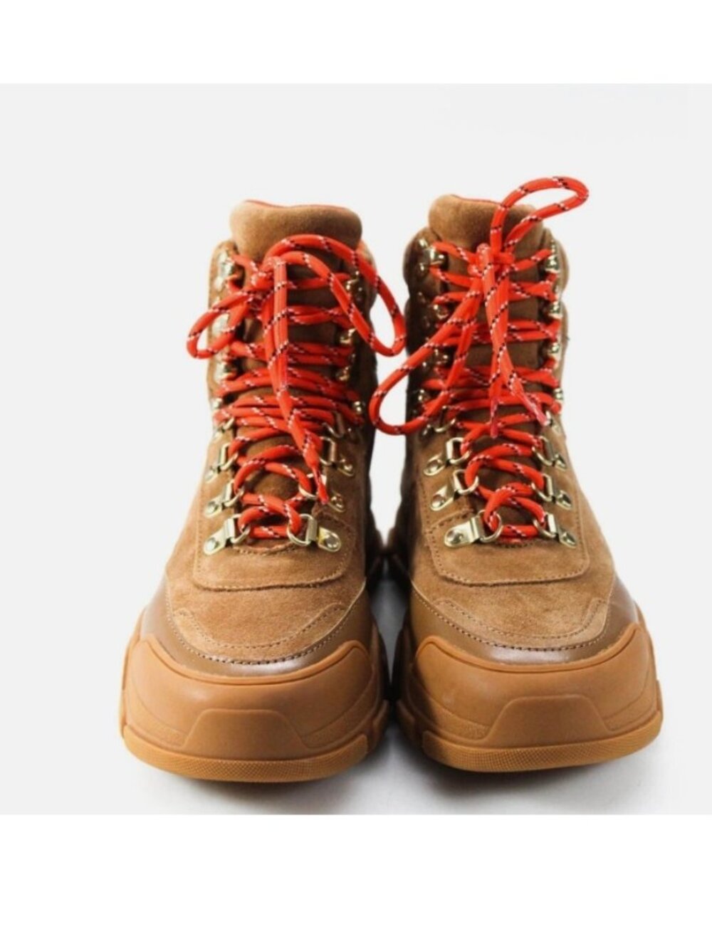 Villa Rouge Gem Women’s Lace Up Hiking Combat Boots Cognac Tan Suede Size 5.5